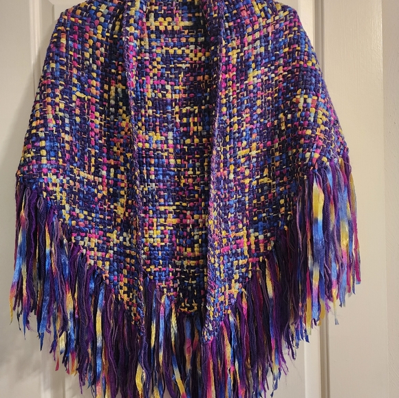 SHAWL HANDMADE - MULTICOLOR RIBBON WOVEN - GORGEOUS AND UNIQUE - Picture 3 of 11